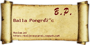 Balla Pongrác névjegykártya